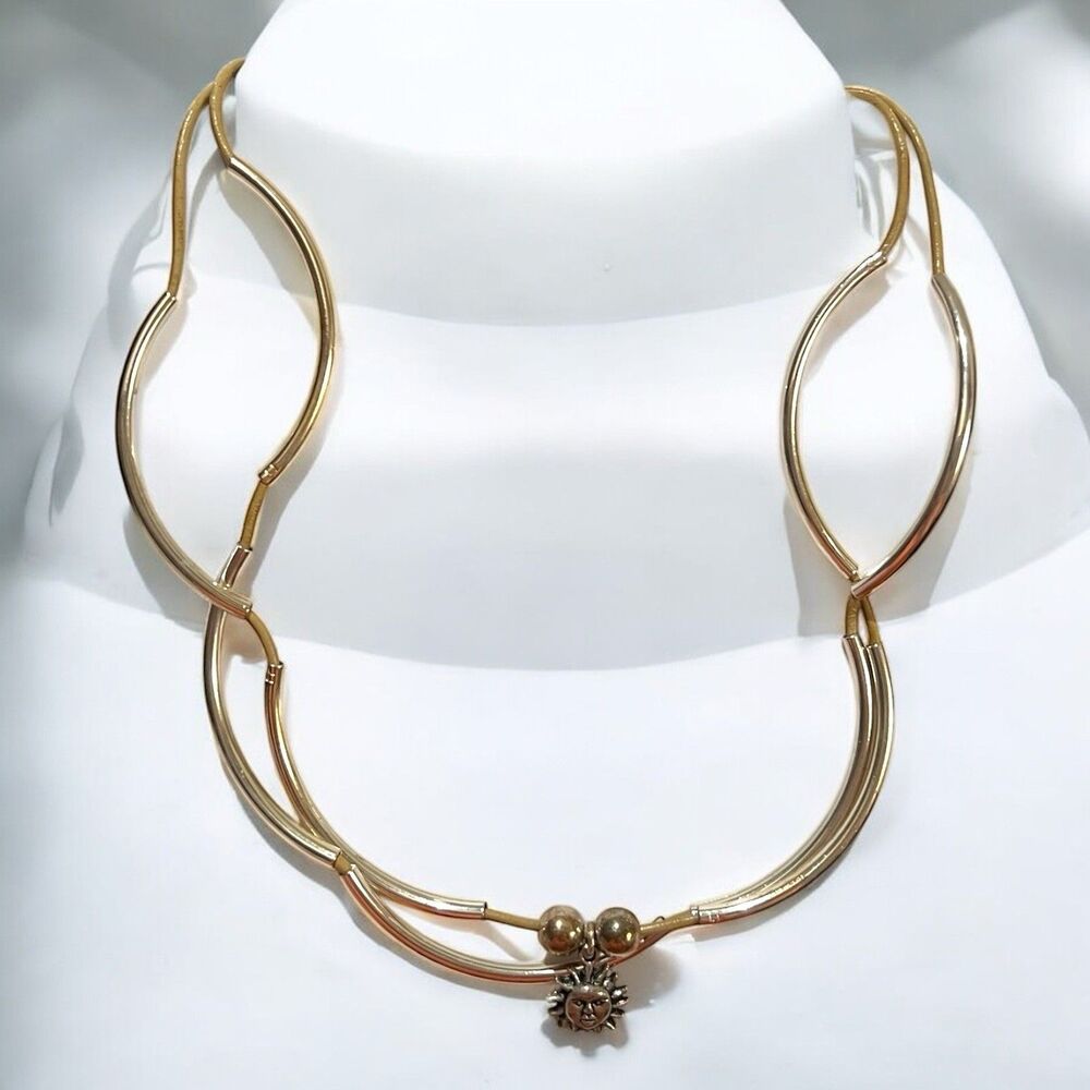 Lizzy James Leather Necklace w/ Silver Plated Beads And Sun Charm Handcrafted